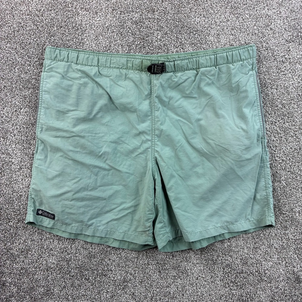 Vintage Columbia Shorts Mens Large Sage Green Elastic Waist Belted Canvas Cargo